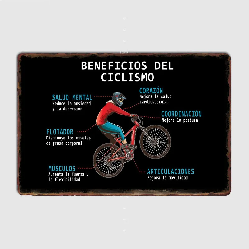 Mountain Biking Benefits - BİSİKLET YARARLARI Posteri Dağ Bisikleti Metal