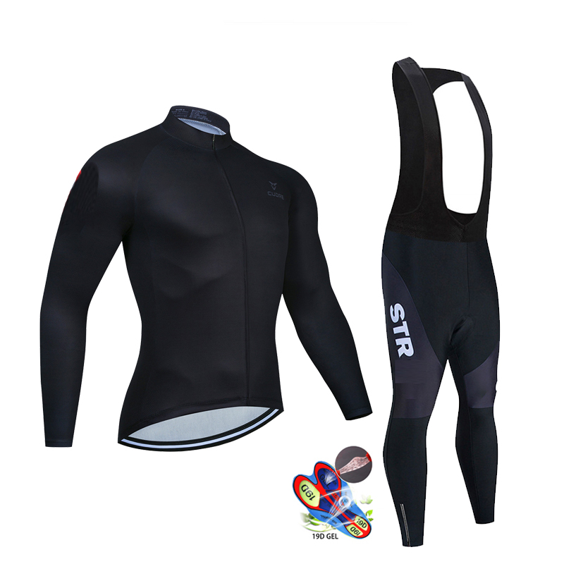 Mountain Biking Trousers - Sonbahar Siyah Bisiklet Jersey Seti Uzun