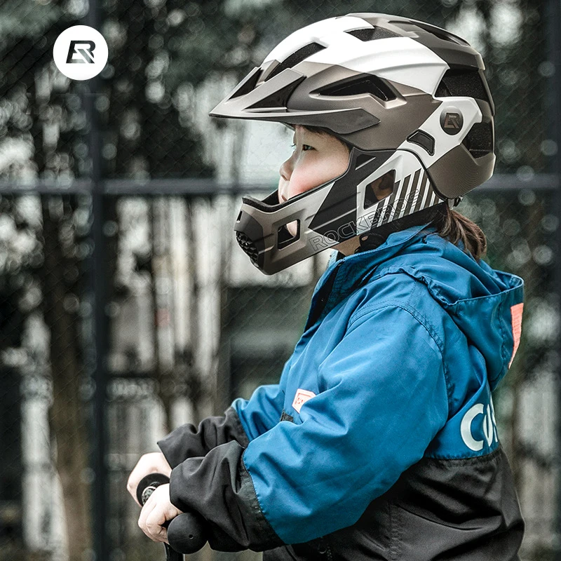 Mountain Biking Full Face Helmet - ROCKBROS Çocuklar İçin Çıkarılabilir Tam Yüz